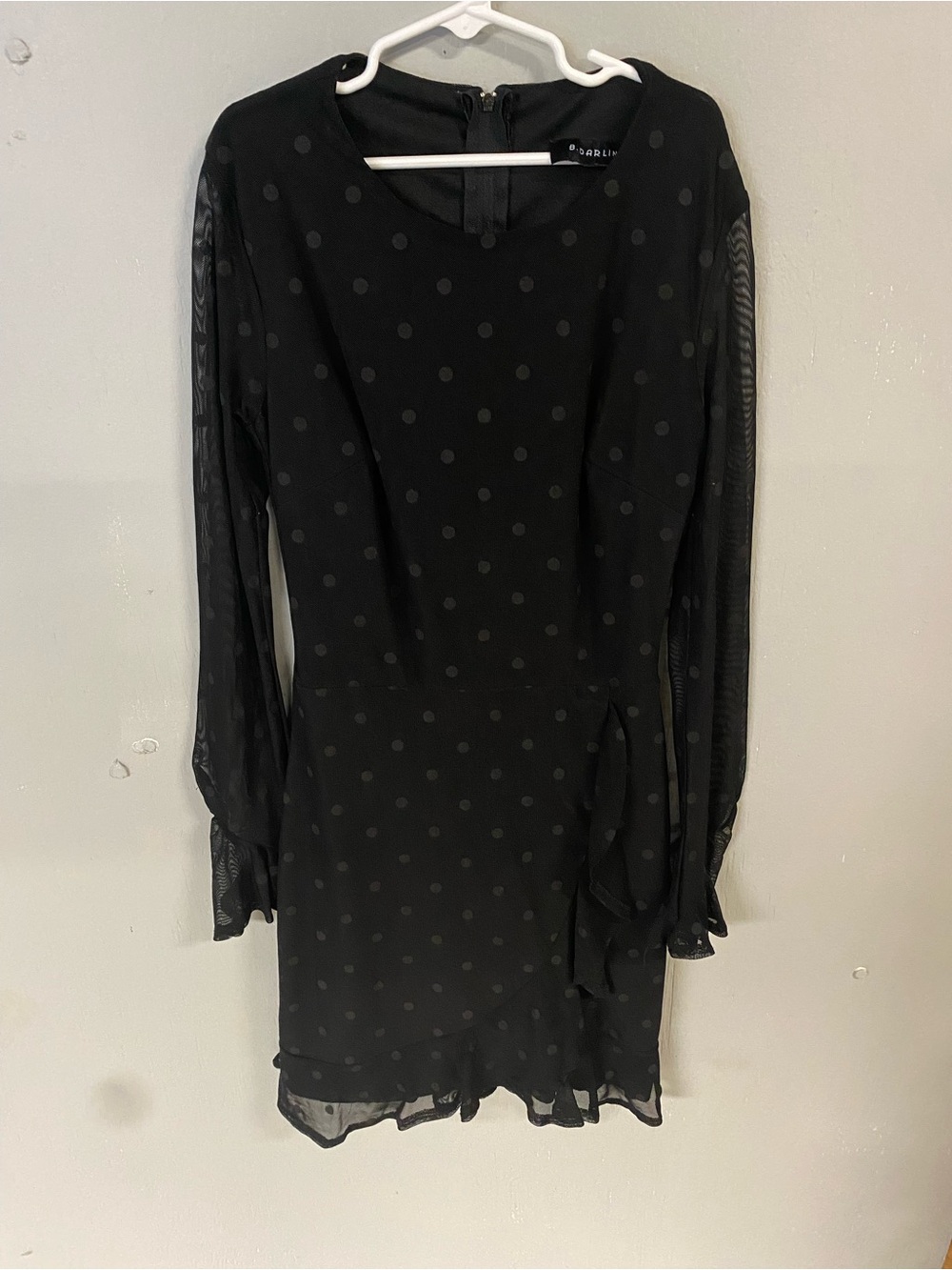 B. Darlin Black  Polka Dot Long-Sleeve Kids Dress